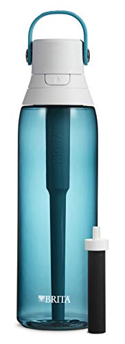 Brita Hard Sided Premium Filtering Water Bottle, 26 Ounce, Sea Glass