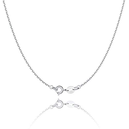 Jewlpire 925 Sterling Silver Chain Necklace Chain for Girls Women 1.1mm Cable Chain Necklace Upgraded Spring-Ring Clasp - Thin & Sturdy - Italian Quality 20 Inch