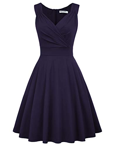GRACE KARIN 50s V-Neck A-Line Cocktail Evening Dress Size 3XL Navy Blue CL698-3