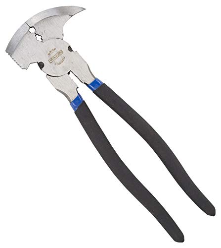 Edward Tools Fencing Pliers - Multi Purpose Fence Tool with 2 Wire Cutters, Hammer End, Staple Starter, Staple Puller, Staple Claw, Grip Jaws, 2 Wire Splicers - Heavy Duty Drop Forged Steel