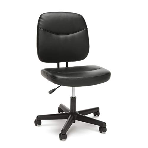 OFM ESS Collection Armless Leather Desk Chair, in Black (ESS-6005-BLK)