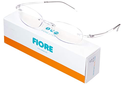 Fiore Rimless Computer Reading Glasses Blue Light Blocking Frameless Readers Reduce Eyestrain Clear Lens Lightweight TR90 Gaming Eyeglasses for Men and Women