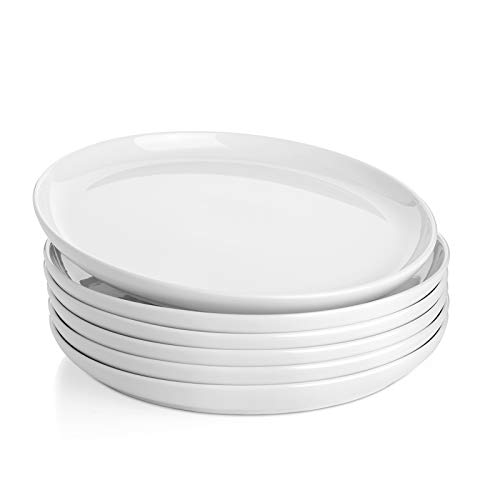 Sweese 154.001 Porcelain Round Dinner Plates - 10 Inch - Set of 6, White