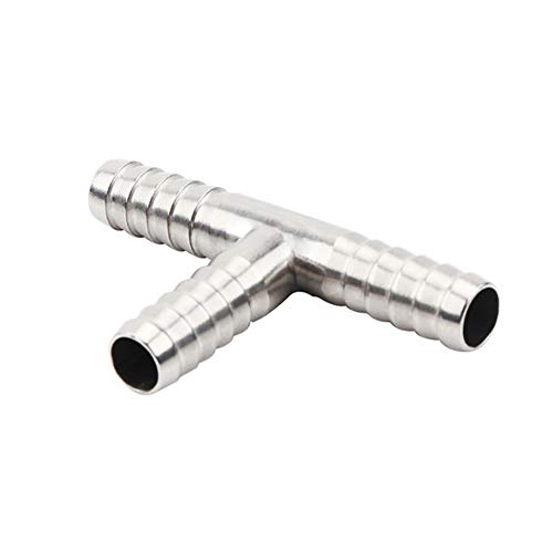 Beduan Stainless Steel 1/4' Hose Barb, 3 Way Tee T Shape Barbed Co2 Splitter Fitting