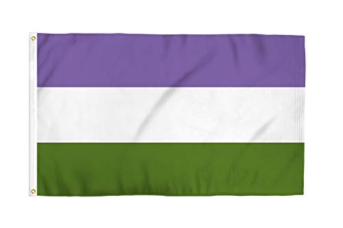 Genderqueer 3x5 Foot LGBTQ+ Pride Flag - Bold Vibrant Colors, UV Resistant, Golden Brass Grommets, Durable 100 Denier Polyester, Mighty-Locked Stitching - Perfect for Indoor or Outdoor Flying!