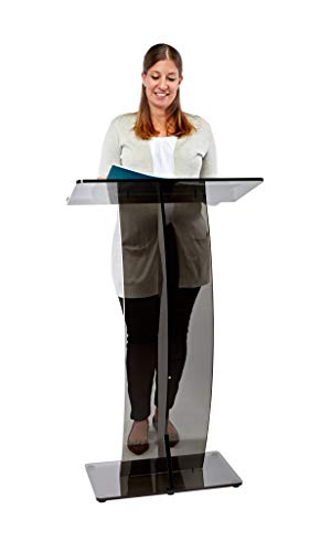 AdirOffice Slanted Speaker’s Podium Lectern 12.5' x 26.8' x 47– Easy to Setup Curved Stand Design for Lectures Recitals Speech & Presentations (Black)