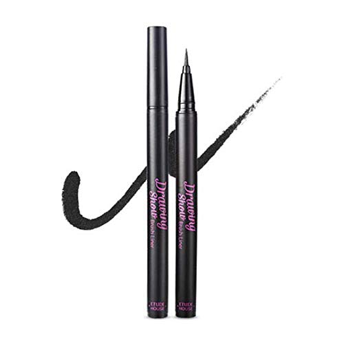 ETUDE HOUSE Drawing Show Brush Eyeliner #BK801 Black | Clear-Cut Soft Brush Eyeliner for a Long-Lasting Eyes Makeup