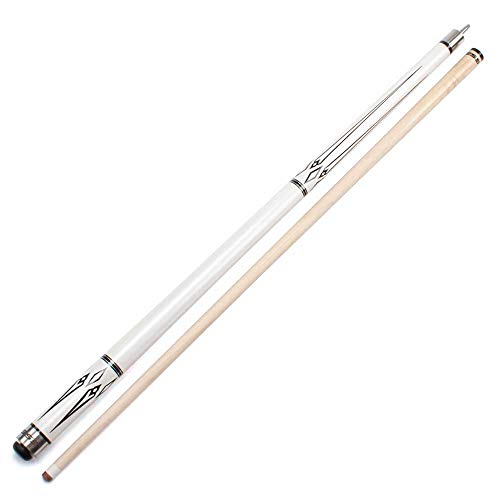 GSE Games & Sports Expert 58-Inch 2-Piece Hardwood Canadian Maple Billiard Pool Cue Stick with Metallic Paint Finish (4 Colors, 18-21oz) (White - 18oz)
