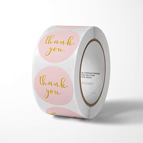 Tiechou Thank You Sticker Roll, 1 Inch 1000 PC Round Label Stickers, Unique Design | Boutique & Small Business Supplies Suitable for Envelope Packaging Bags Poly Mailers and Handmade Products