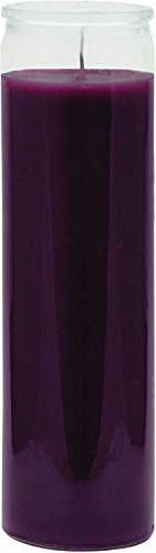 Indio 7 Day Glass Plain Color Glass Candles 8' Tall - Purple