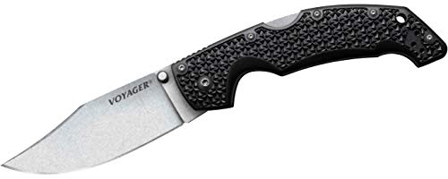 Cold Steel Voyager Series Folding Knife with Tri-Ad Lock and Pocket Clip, Clip Point Plain, Large