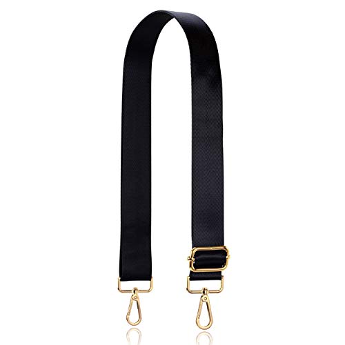 Allzedream Wide Purse Strap Replacement Crossbody Shoulder Bag Adjustable (Black Gold)