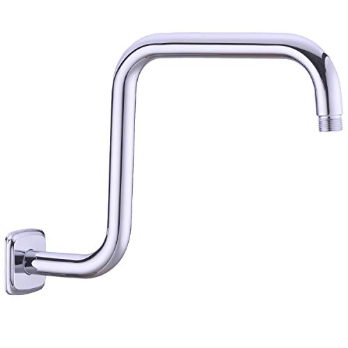 TRUSTMI 13 Inch Shower Arm with Flange, Stainless Steel S-Shape Shower Head High Rise Extension Replacement Pipe, Chrome