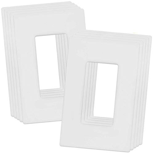 ENERLITES Screwless Decorator Wall Plates Child Safe Outlet Covers, Size 1-Gang 4.68' H x 2.93' L, Unbreakable Polycarbonate Thermoplastic, SI8831-W-10PCS, Glossy, White (10 Pack)