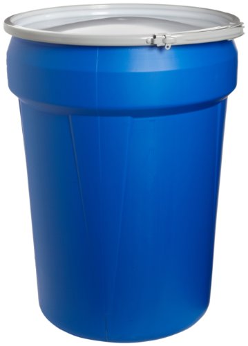 Eagle 1601MB Blue High Density Polyethylene Lab Pack Drum with Metal Lever-lock Lid, 30 gallon Capacity, 28.5' Height, 21.25' Diameter