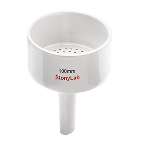 StonyLab Porcelain Buchner Funnel 100mm, Porcelain Buchner Filter Funnel OD 10cm ID 9.2cm for Laboratory