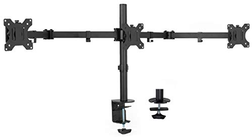 VIVO Black Triple Monitor Adjustable Desk Mount, Articulating Tri Stand Holds 3 Screens up to 24 inches (STAND-V003Y)