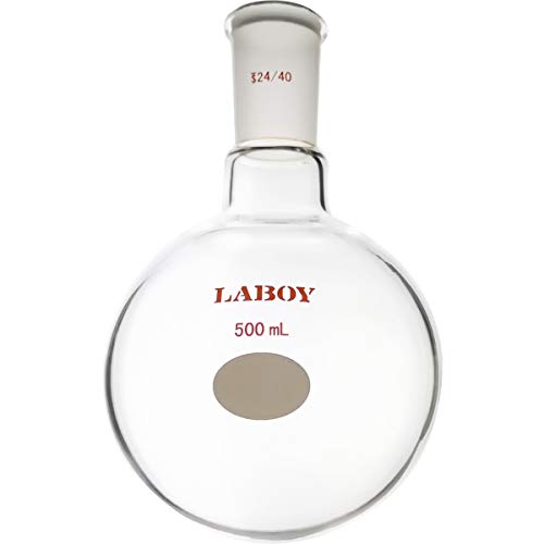 Laboy Glass 500mL Single Neck Round Bottom Boiling Flask Heavy Wall with 24/40 Joint Heating Distillation Reaction Receiving Flask Organic Chemistry Lab Glassware