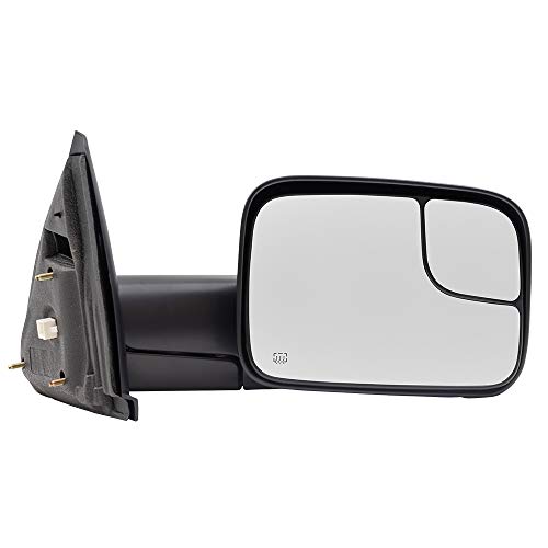 Brock Replacement Passenger Power Side Trailer Tow Flip-Up Mirror Heated 7x10 Compatible with 2002-2008 Ram 1500 Pickup Truck 55077444AO