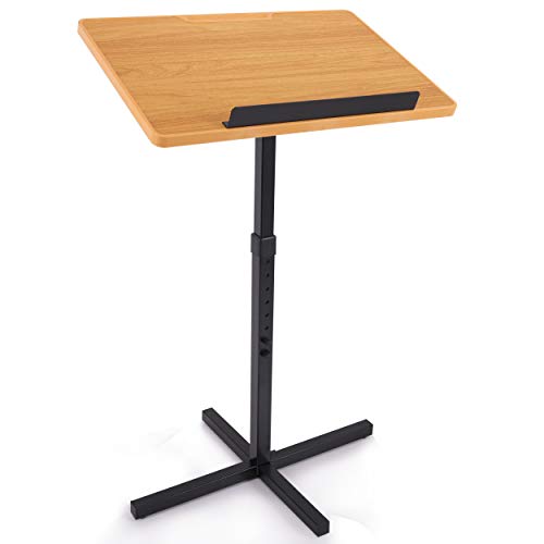 Portable Floor Lectern Podium Stand-Height Adjustable Steady Standing Design Teacher Speaker Lecture Classroom Presentation Stand, Laptop Computer Book Holder w/ Slanted Top Shelf-Pyle PLCTND44,BLACK