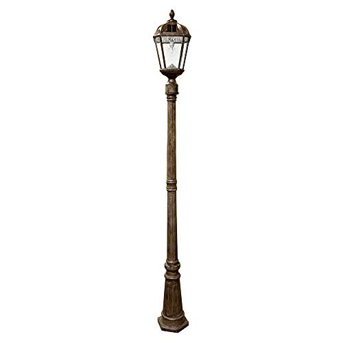 Gama Sonic GS-98B-S-WB Royal Bulb Lamp Post Outdoor Solar Light Fixture and Pole, Single, Weathered Bronze