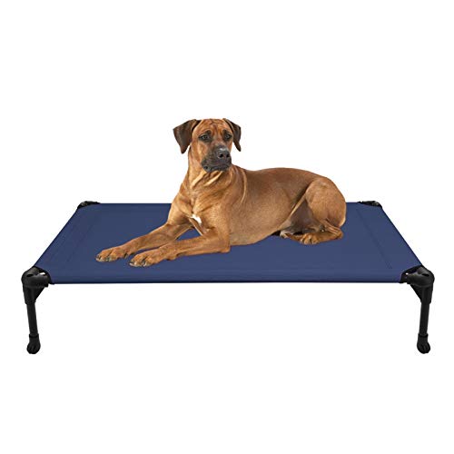 Veehoo Cooling Elevated Dog Bed, Portable Raised Pet Cot with Washable & Breathable Mesh, No-Slip Rubber Feet for Indoor & Outdoor Use, Large, Blue