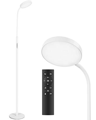 Floor Lamp - JOOFO LED Floor Lamp, Remote & Touch Control & 1 Hour Timer Reading Standing Lamp,4 Color Temperatures with Stepless Dimmer Floor Lamps for Living Room Bedroom Office (White)