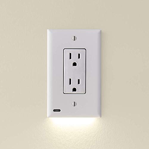 2 Pack - SnapPower GuideLight 2 for Outlets [for Standard Decor, Not GFCI outlets] - Night Light - Electrical Outlet Wall Plate with LED Night Lights - Automatic On/Off Sensor - (Décor, White)