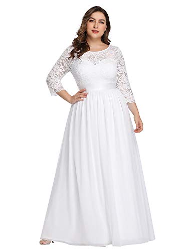 Ever-Pretty Womens Ruched Waist Chiffon Summer Beach Wedding Bridesmaid Dresses for Women White US 14