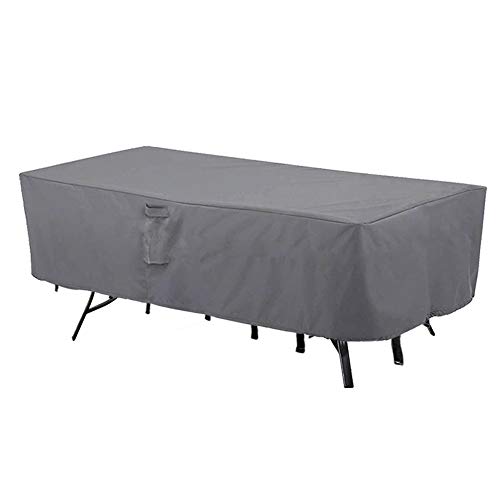 MH M&H Patio Furniture Covers, Outdoor Furniture Covers Waterproof with Handles and Durable Hem Cord, Fit Large Rectangular/Oval Table and Chairs, 600D UV Resistant Fabric, 108'x 82'x 23', Taupe