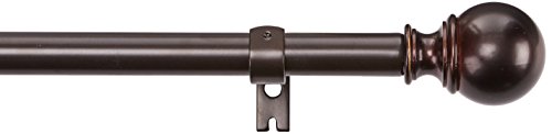 AmazonBasics 1' Curtain Rod with Round Finials - 72' to 144', Espresso (Dark Bronze)