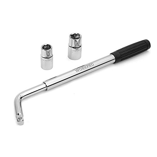 WORKPRO Telescoping Lug Wrench,Wheel Wrench with Standard CR-V Sockets 17/19, 21/23mm