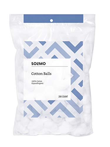 Amazon Brand - Solimo Cotton Balls, 200 Count (Pack of 1)