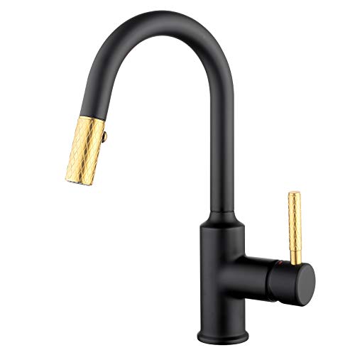 Pull Down Kitchen Faucet Matte Black Single Handle Kitchen Bar Sink Faucet With Pull Out Sprayer (Single or 3 Hole)