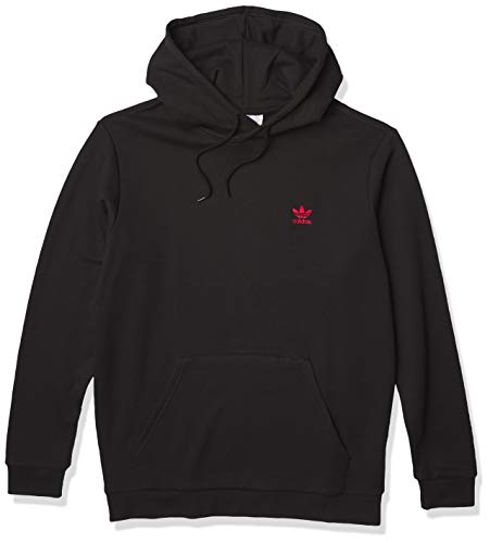 adidas Originals mens Trefoil Essentials Hoodie Black/Scarlet Medium