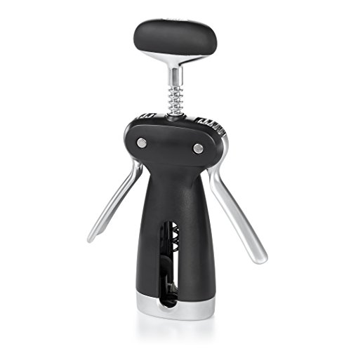 OXO SteeL Winged Corkscrew with Removable Foil Cutter,Black, chrome,One size
