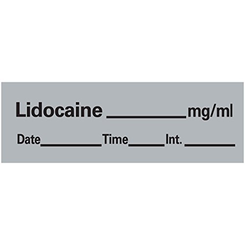 PDC AN-11 Anesthesia Removable Tape with Date, Time & Initial, Lidocaine Mg/Ml, 1/2' Width, 500' Length, 333 Imprints, Gray