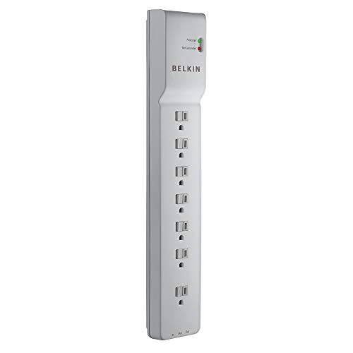 Belkin 7-Outlet Power Strip Surge Protector, 6ft Cord - Ideal for Computers, Home Theatre, Appliances, Office Equipment (2,320 Joules), White