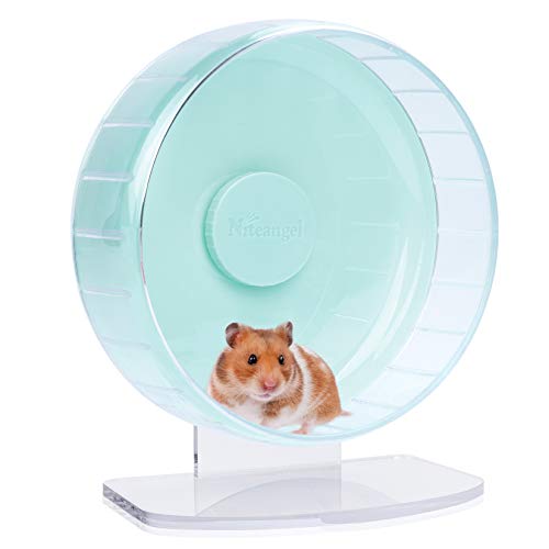 Niteangel Super-Silent Hamster Exercise Wheels: - Quiet Spinner Hamster Running Wheels with Adjustable Stand for Hamsters Gerbils Mice Or Other Small Animals (M, Mint Green)