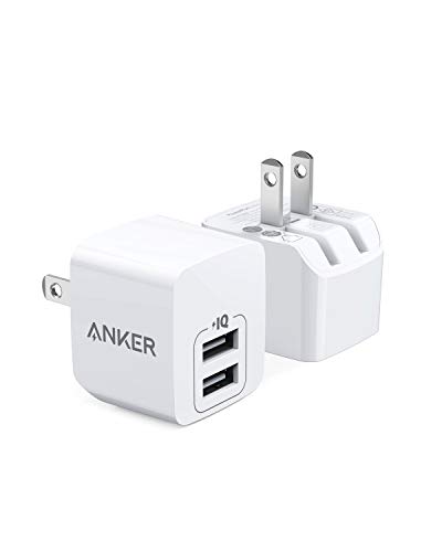 USB Charger, Anker 2-Pack Dual Port 12W Wall Charger with Foldable Plug, PowerPort Mini for iPhone Xs/X / 8/8 Plus / 7 / 6S / 6S Plus, iPad, Samsung Galaxy Note 5 / Note 4, HTC, Moto, and More