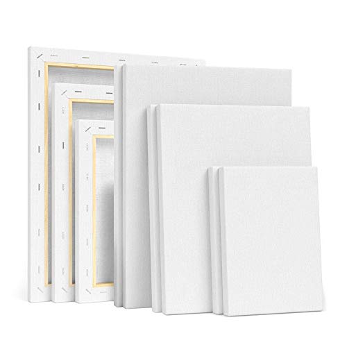 Pre-Stretched Canvas Assorted Pack of 9 Three Pack for 5x7 8x10 and 11x14 White Blank Stretched Canvas Artist Acrylic Painting Canvas for Acrylic, Oil Paint and Mixed Media