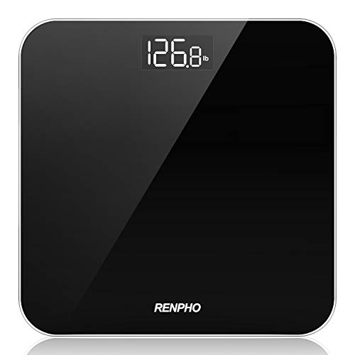 RENPHO Digital Bathroom Scale, Highly Accurate Body Weight Scale with Lighted LED Display, Round Corner Design, 400 lb, Black