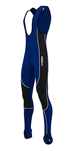 Zimco Men Bicycle Windbreak Bib Pants Thermal Insulated Cycling Bib Tight Coolmax Padded (XL, Navy Blue)