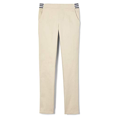 French Toast Girls' Big Stretch Contrast Elastic Waist Pull-on Pant, Khaki, 10