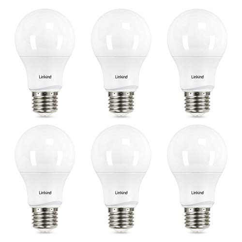 Linkind Dimmable A19 LED Light Bulbs, 60 Watt Equivalent, E26 Base, 2700K Soft White, 9.5W 800 Lumens CRI80+ 120V, UL Listed FCC Certified, Energy Star, Pack of 6