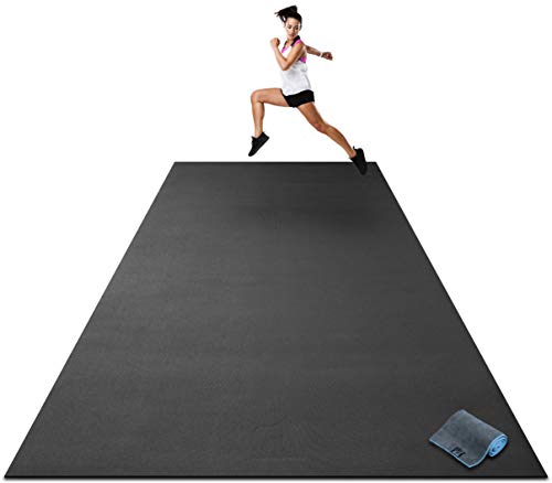 Premium Extra Large Exercise Mat - 12' x 6' x 1/4' Ultra Durable, Non-Slip, Workout Mats for Home Gym Flooring - Plyo, MMA, Cardio Mat - Use with or Without Shoes (144' Long x 72' Wide x 6mm Thick)