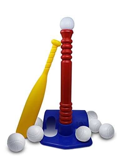 T-ball Set / Kids Tee Ball - With 8 Balls - Baseball Toy - Batting Tee - Develops and Improves Baseball, Softball, Wiffle Ball Skills for Boy's and Girl's - Children / Toddlers Ages 1-12