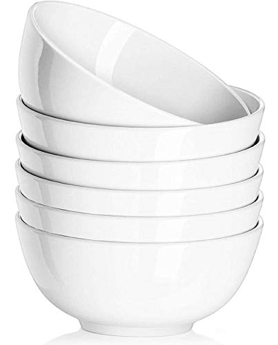 Delling 30 OZ Ceramic Soup Bowls Set of 6 - Cereal Bowls for Pasta, Salad, Large White Serving Bowls, Lightweight, Nut Bowls, White Bowls, for Rice Oatmeal