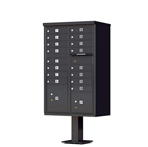 Vital Cluster Box Unit, 16 Mailboxes, 2 Parcel Lockers, Black