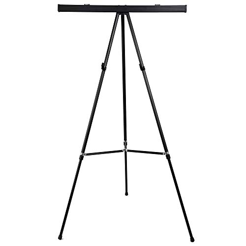 CONDA Art Supply 66' High Boardroom Black Aluminum Flipchart Display Easel and Presentation Stand Large Adjustable Floor and Tabletop Portable Tripod, Holds 25 lbs - Holds Writing Pads, Poster Boards